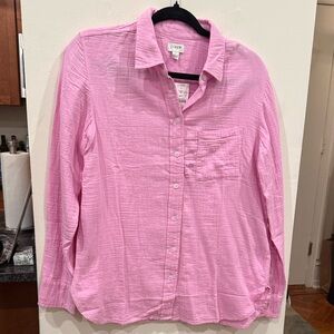 J. Crew Factory Double-gauze button-up shirt baby pink size Small new with tags